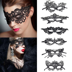 eye, partymask, Masquerade, black lace