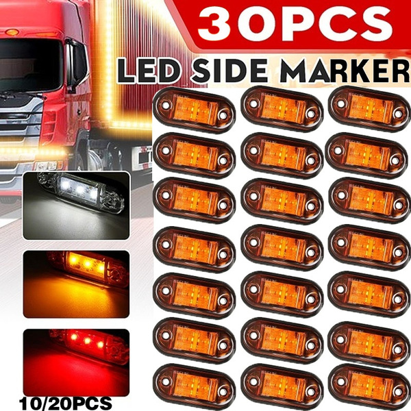10/20/30 PCS 10-30V Universal LED Side Marker Lights Lamp Indicator Light for Cars Trailer Trucks Boat Bus Caravan Side Clearance Light - Amber/Red/White | Wish