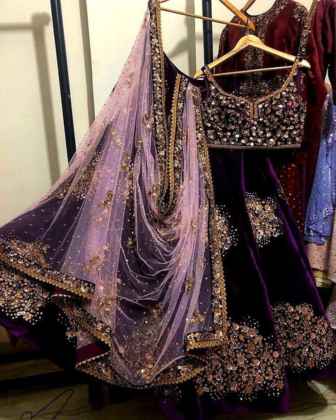 Buy Art Silk Wedding Lehenga in Purple and Violet With Thread Work 1752874  Online in India - Etsy