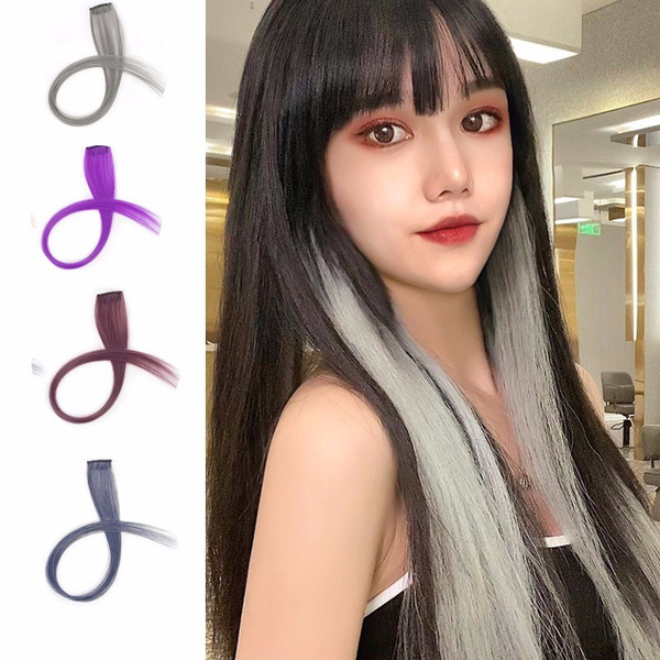 Hang Ear Dyed Wig Piece Long Straight Hair A Clip of Color