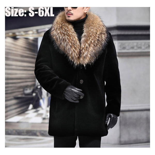 Mens Fur Coat Mink Fur Coat Fur Collar Warm Jacket Wish 4533