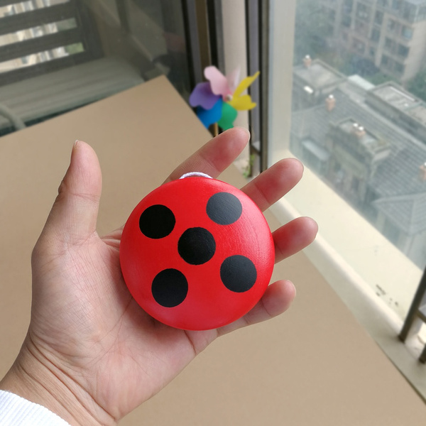 Wooden Ladybird Shaped Yo Yo Ball Kids Children Educational Toy Gift Pop EF 