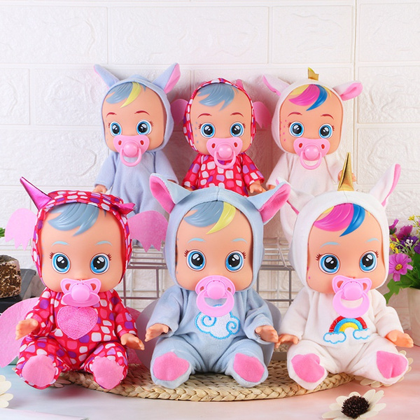 Nouveau Simulation 3d Bebe Qui Pleure Poupee Silicone Licorne Inteiro Realista Poupee Reborn Cry Un Bebe Mignon Larmes Magiques Poupee Jouer Maison Jouets Pour Enfants Wish