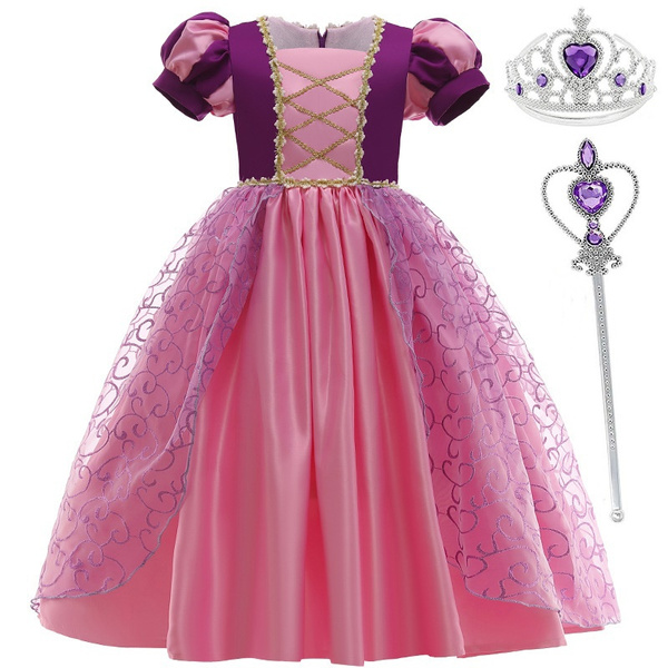 Little Girl Purple Princess Costume Sequins Party Dress with ...