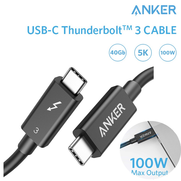 Anker USB-C & USB-C Thunderbolt 3 ケーブル 0.7m ブラック 100W出力   40Gbps   高速データ転送   4K対応   5K対応