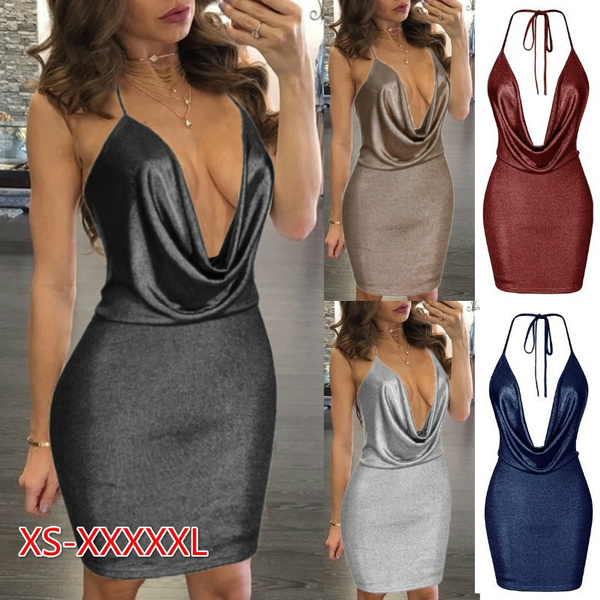 Deep v 2024 neck club dress