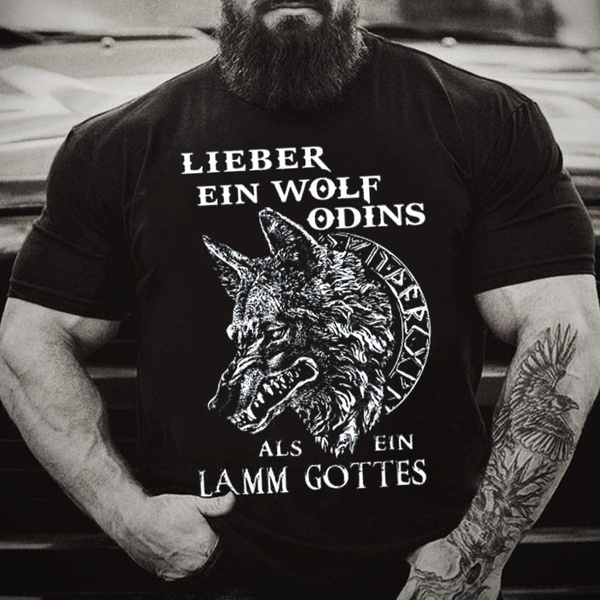 Neverless Herren T-Shirt „Lieber Ein Wolf Odins“ – Wikinger Design Mit Wolf & Runen