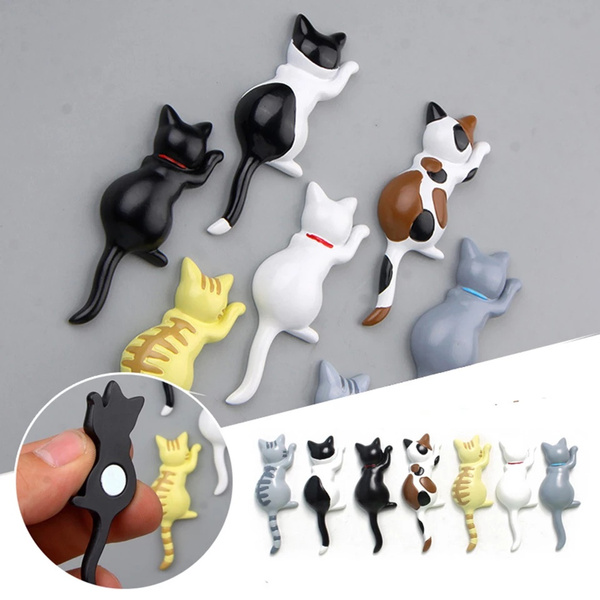 Cute Multifunction Cat Wall Mount Keys Hook Refrigerator Sticker Fridge Decor