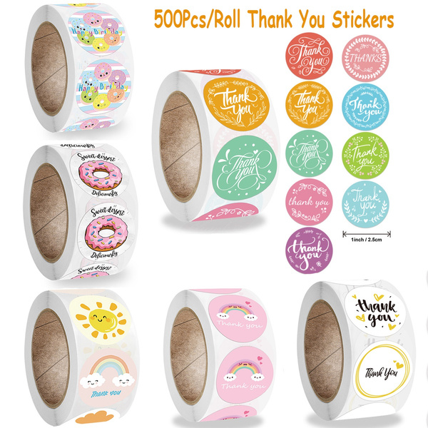 Sun Rainbow Seal Labels Thank You Stickers Adhesive Label Happy Birthday 