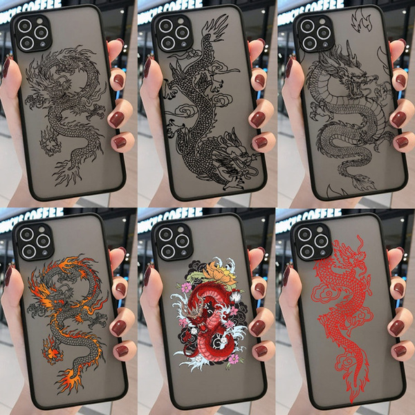 Line Chinese dragon Print Phone case for iPhone 12 Pro 12 Pro Max 12 mini 11 Pro Max SE 2020 XR X XS Max Apple iPhone 6 6S 8 7 Plus Cover Contrast