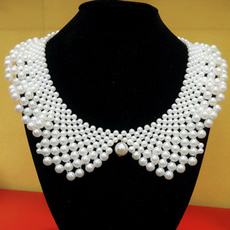 lace trim, Chain Necklace, Beaded, Collar Necklace