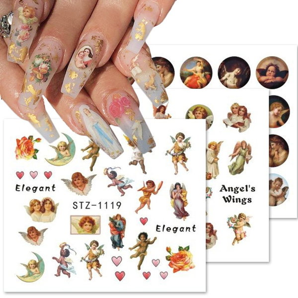 Hot Selling Nail Stickers European and American Classic Cupid Angel Eros Set Nail Watermark