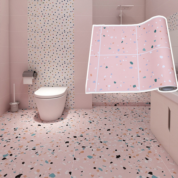 Terrazzo Thicken Bathroom Kitchen Non, Non Slip Vinyl Floor Tiles