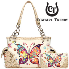 women's shoulder bags, butterfly, Ivory, Colorful