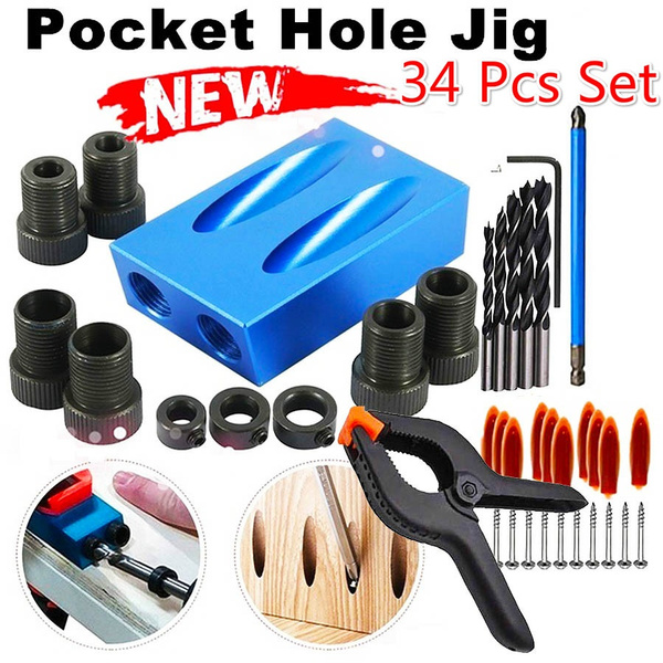 Pocket Hole Jig Kit 6/8/10mm Drive Adapter for Woodworking Angle