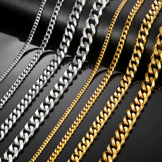 Steel, Chain Necklace, 18kgoldnecklace, punk necklace