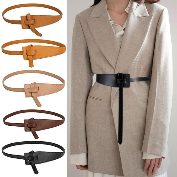 Pu Leather Belts for Women Strap Belt Long Dress Accessories Lady Waistbands