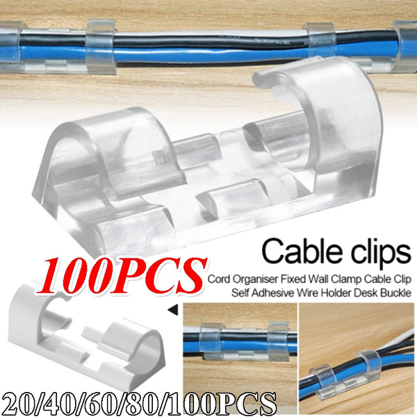 20 Pcs Self Adhesive Wire Cable Organizer Cord Clip Clamp Wall