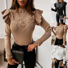 lace trim, Fashion, long sleeve blouse, Lace