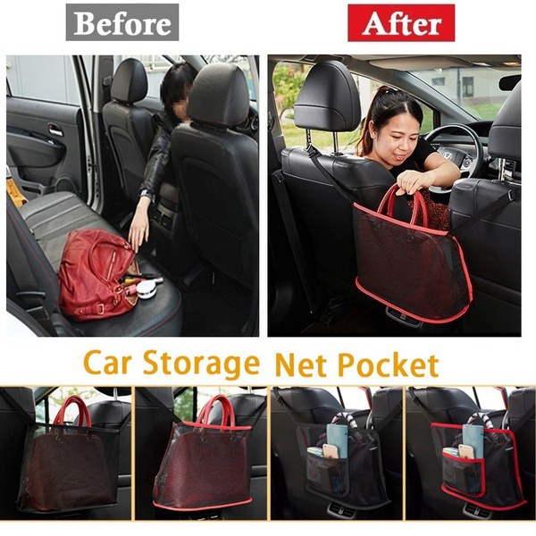 Car Handbag Holder Car Mesh Organizer Net Pocket Purse/Book/Phone Holder  Tissue Box 3-IN-1 Auto Interior Organizers - AliExpress