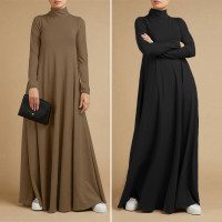 Ladies Fashion Cotton Linen Dress Women Casual Loose Long Sleeve