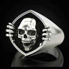 Sterling, diamongring, wedding ring, skull