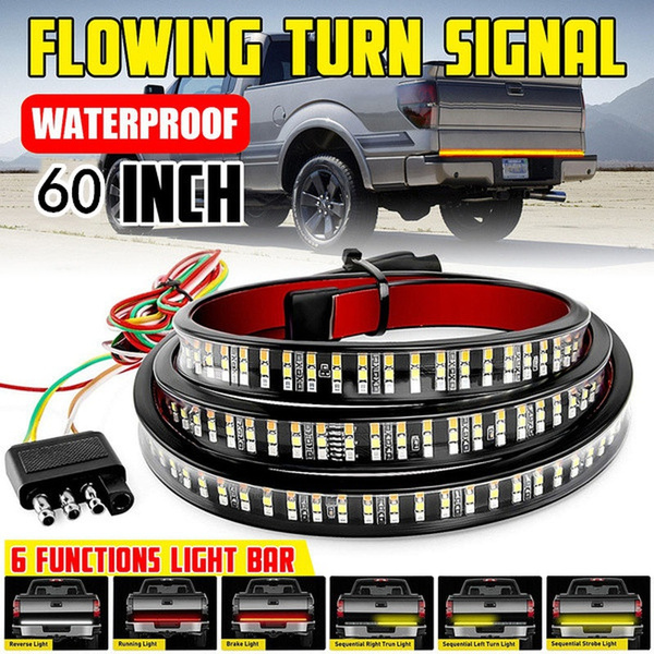 60" 3-Row LED Truck Tailgate Light Bar Strip Reverse Brake Signal Tail Lamp new