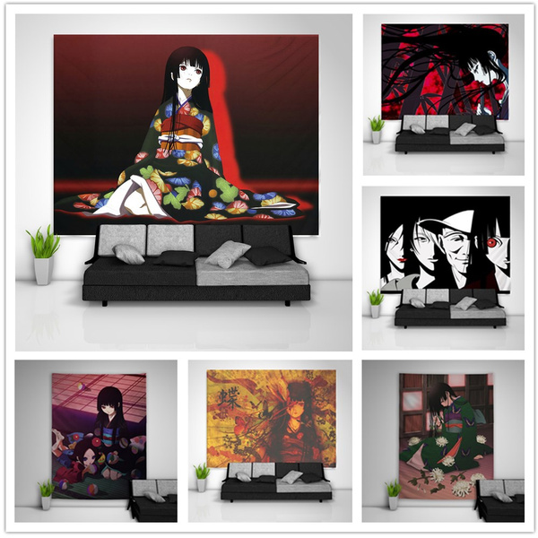 Hell Girl Jigoku Shoujo Kikuri Enma Ai Tapestry Art Wall Hanging Sofa ...