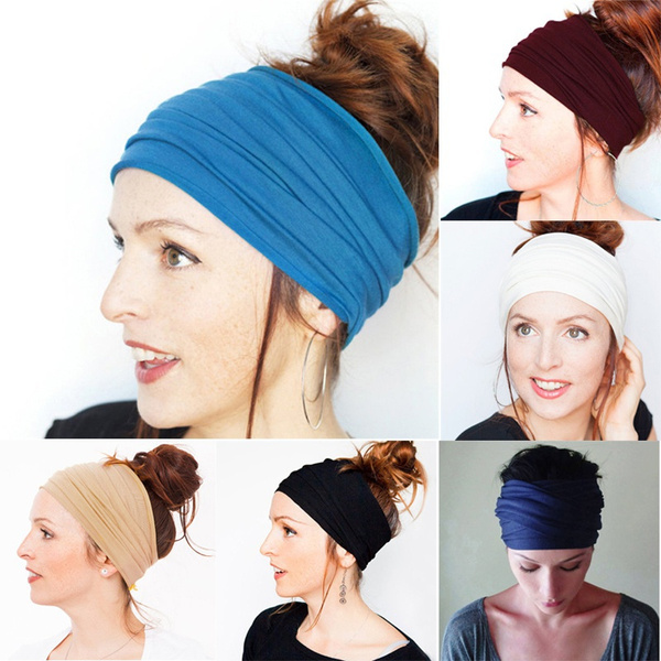 Women Yoga Sports Gym Wide Headband Elastic Boho Hair Band Head Wrap Wristband