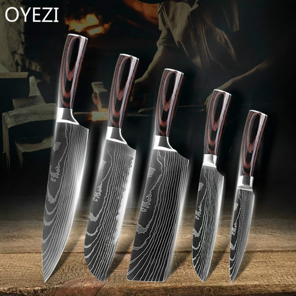Kitchen Knife Sets, Kitchen Knives Stainless steel 5 PCS, Silver