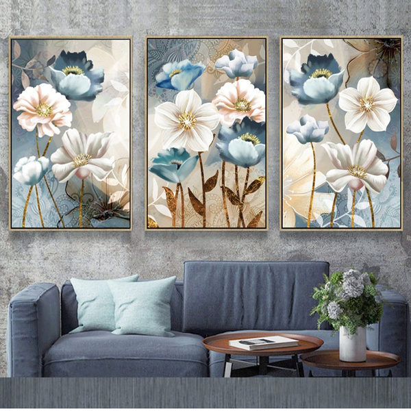Flower abstract Wall Art Painting Poster Print on Canvas Living Room Home Decor
