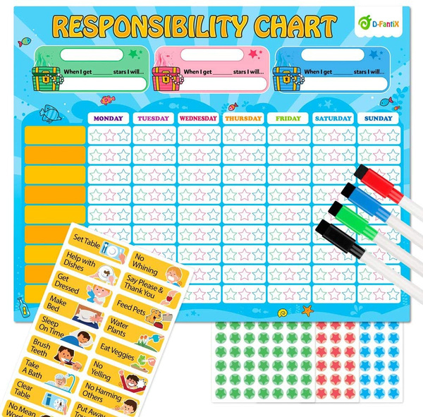 D-FantiX Magnetic Responsibility Chart, Chore Chart for Multiple Kids ...