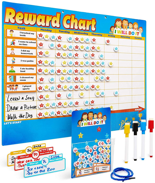 Chores Chart for Multiple Kids - Magnetic Responsibility Chart for Kids ...