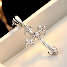 Sterling, DIAMOND, Cross necklace, Gifts