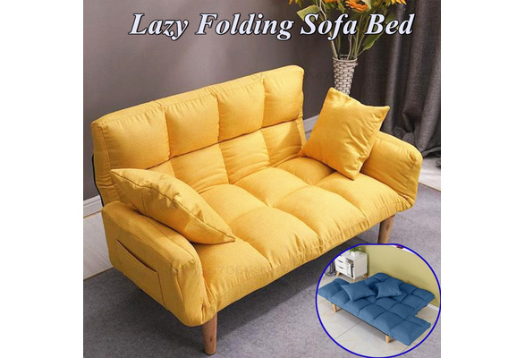 Modern Style Wooden Leg❤ Details about   Bed Chair Folding Sofa W/ Foldable Armrests+2 Pillows 