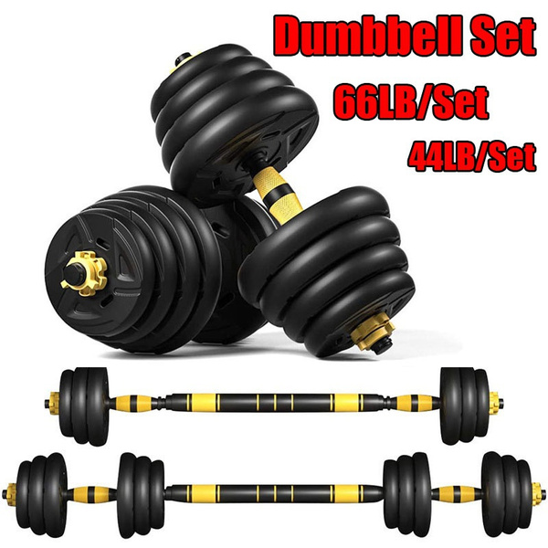 66LB Dumbbell Set Adjustable Dumbbells Body Workout Gym Barbell Plate NEW Weight 