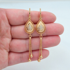 yellow gold, wedding earrings, Tassels, gold