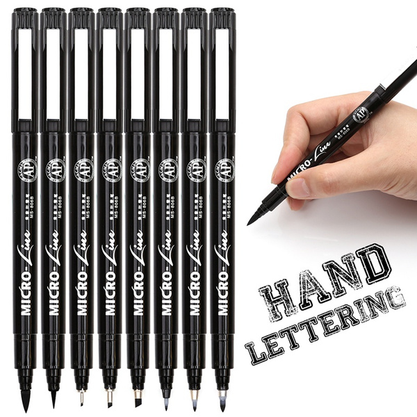 8PCS Hand Lettering Pens Neelde Drawing Line Calligraphy Pen