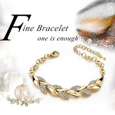 Charm Bracelet, 18k gold, leaf, Chain bracelet