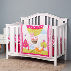 pink, cribcomforter, fittedcribsheet, Bedding
