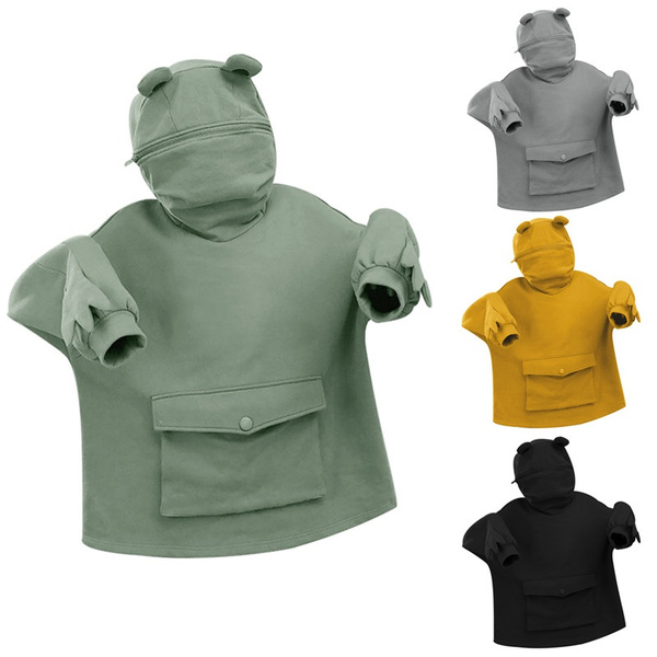 frog zipper pocket hoodie