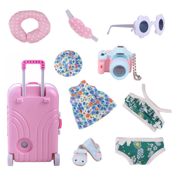 Doll Accessories Travel Set, 18 inch American Girl Doll Clothing Suitcase  Set For Girl Gift