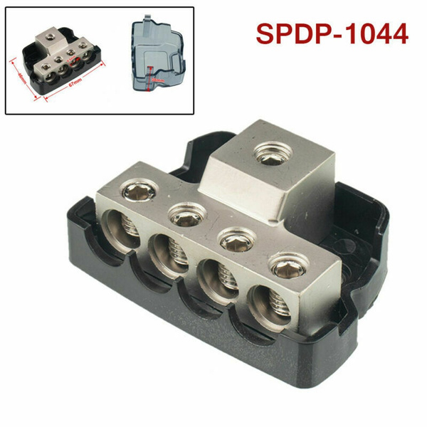 4Way Distribution Block Car Audio Power Wire Splitter 1/0 Gauge In To4