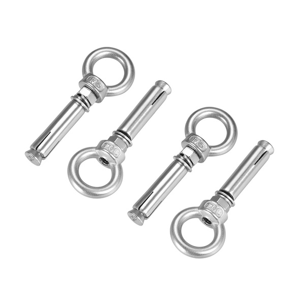 4Pcs Expansion Eyebolt Eye Nut Screw with Ring Anchor Raw Bolts, M6x50