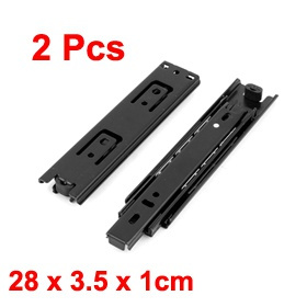 Telescopic 3 Sections Black Drawer Slide Runners Ball Bearing Rails