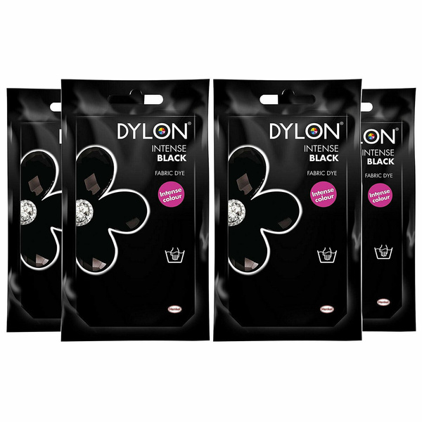 DYLON Hand Fabric Dye Sachet, Intense Black, 4 Packs of 50g Wish
