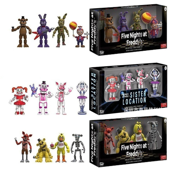 New NEW 3 Sets Fnaf Figure Five Nights At Freddy's 4 Figure Pack(4pcs One  Set) Chica Freddy Foxy Figure Toy model Anime collectors