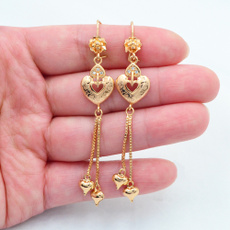Heart, Love, gold, wedding earrings