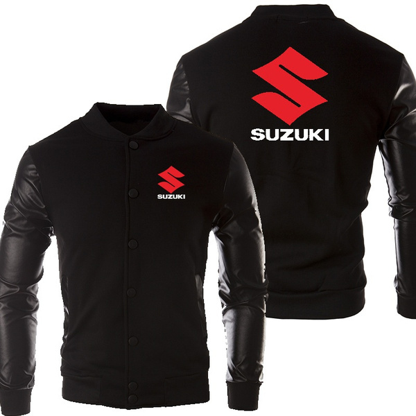 2021 Suzuki Motorcycle Men Pu Leather Motorcycle Jacket Cotton Baseball ...