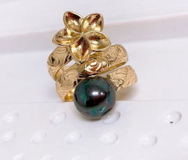 peacock, Flowers, wedding ring, Hawaiian